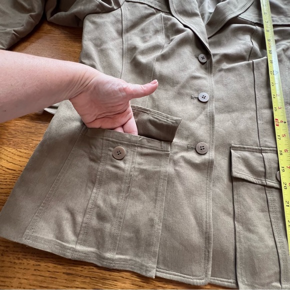 ⭐️ Talbots Italian Linen Woven Military Safari Belted Jacket Cinched Back Sz 10 - Picture 10 of 15